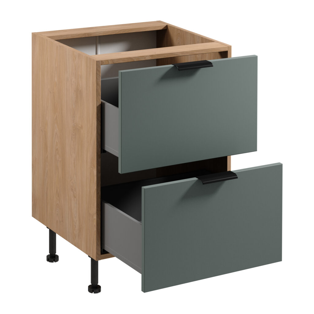 D60S2 jak widać w szafce zamontowano dwie pojemne szuflady.