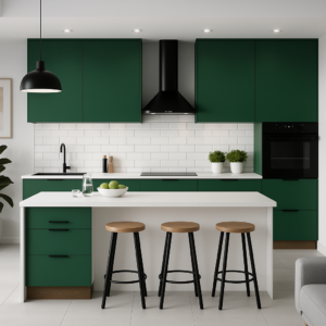 Kuchnia Sorento. Układ liniowy z wyspą.