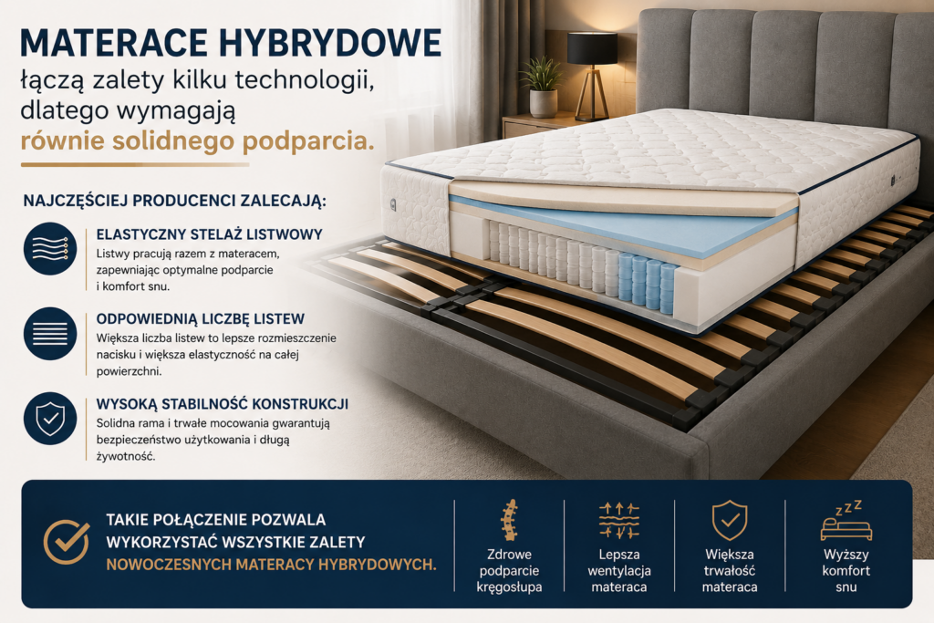 Jaki stelaż do materaca hybrydowego? Elastyczny stelaż listwowy – stelaże do łóżek Oświęcim