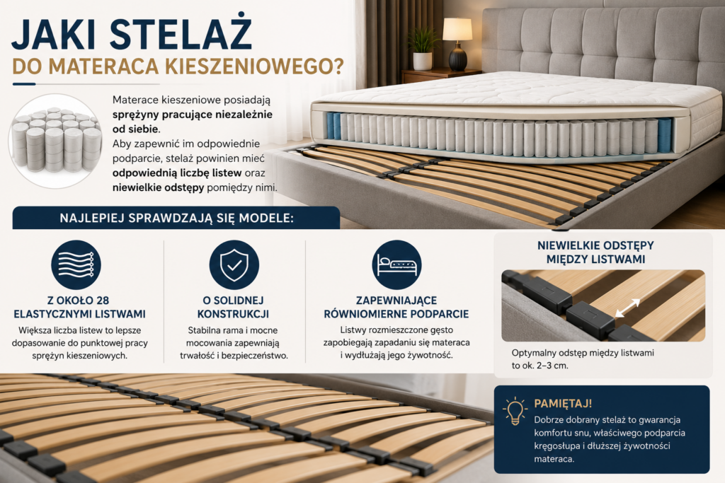 Jaki stelaż do materaca kieszeniowego? Elastyczny stelaż listwowy – stelaże do łóżek Oświęcim
