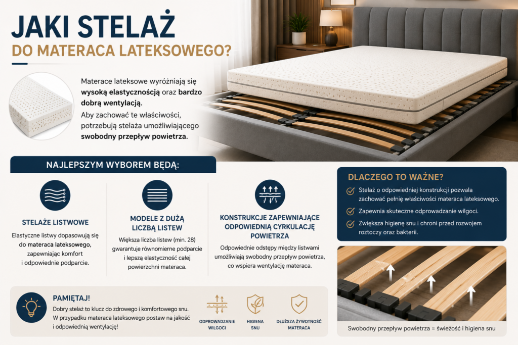 Jaki stelaż do materaca lateksowego? Elastyczny stelaż listwowy z dobrą wentylacją – stelaże do łóżek Oświęcim