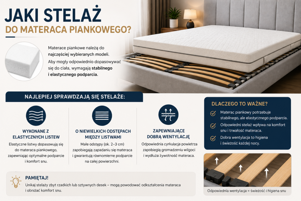 Jaki stelaż do materaca piankowego? Elastyczny stelaż listwowy – stelaże do łóżek Oświęcim
