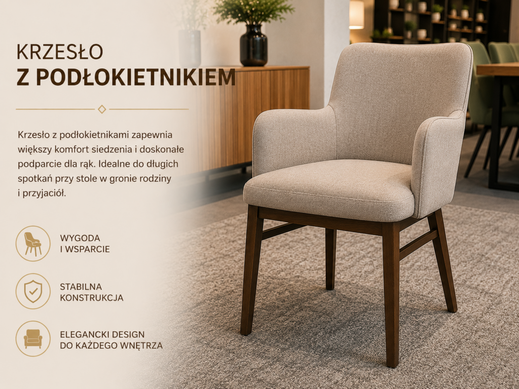 Krzesło z podłokietnikami do jadalni – Mebel Lux Oświęcim