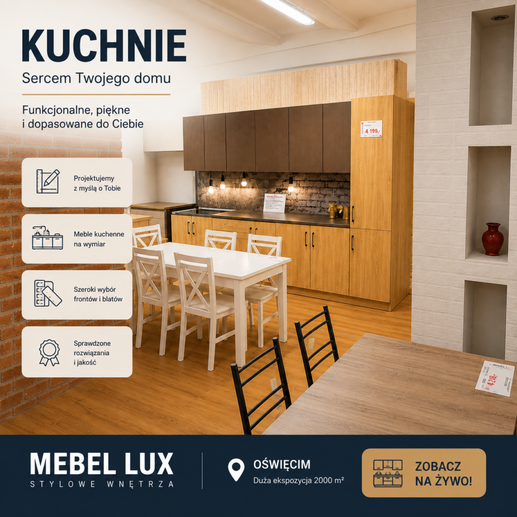 Kuchnie Oświęcim – ekspozycja mebli kuchennych Mebel Lux