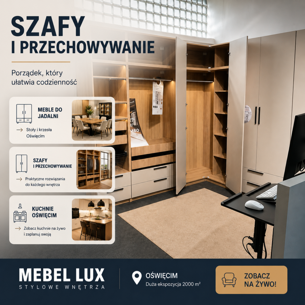 Szafy i przechowywanie Oświęcim – ekspozycja Mebel Lux