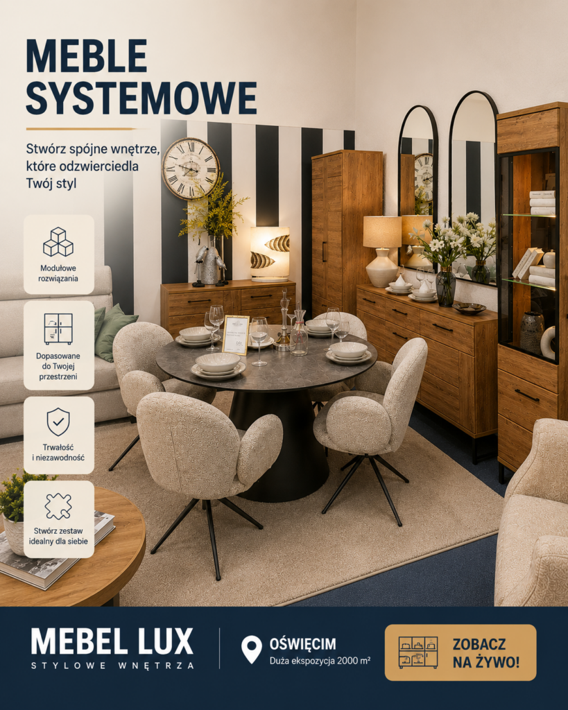 Meble systemowe Oświęcim – ekspozycja Mebel Lux