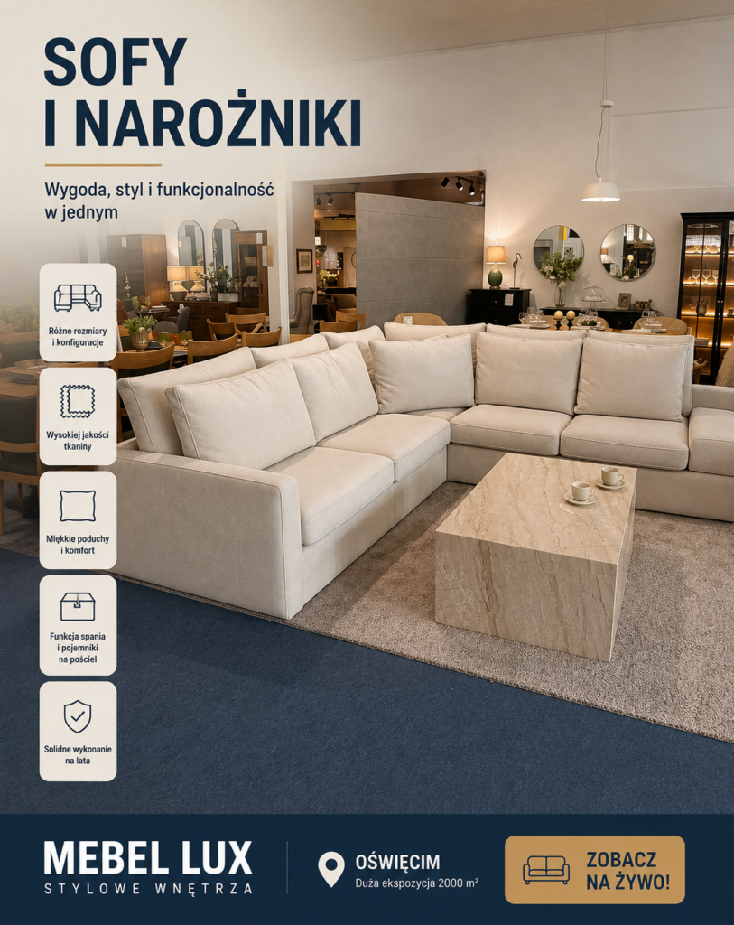 Sofy i narożniki Oświęcim – ekspozycja Mebel Lux