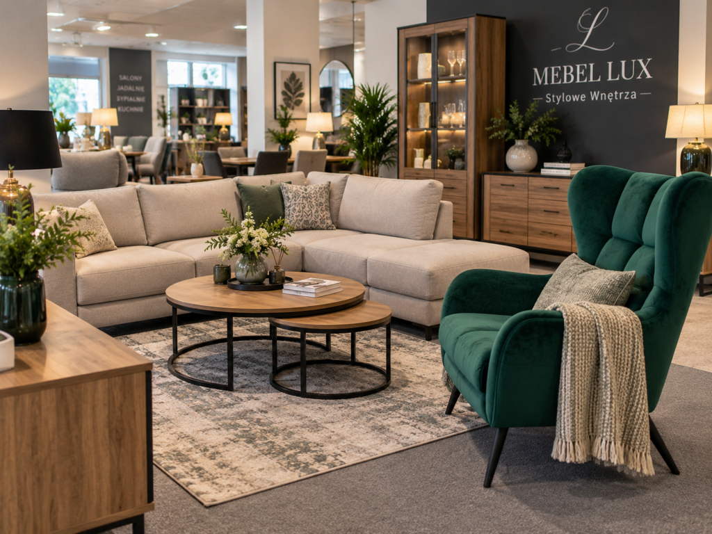 Fotel wypoczynkowy z narożnikiem i meblami do salonu – MEBEL LUX Oświęcim