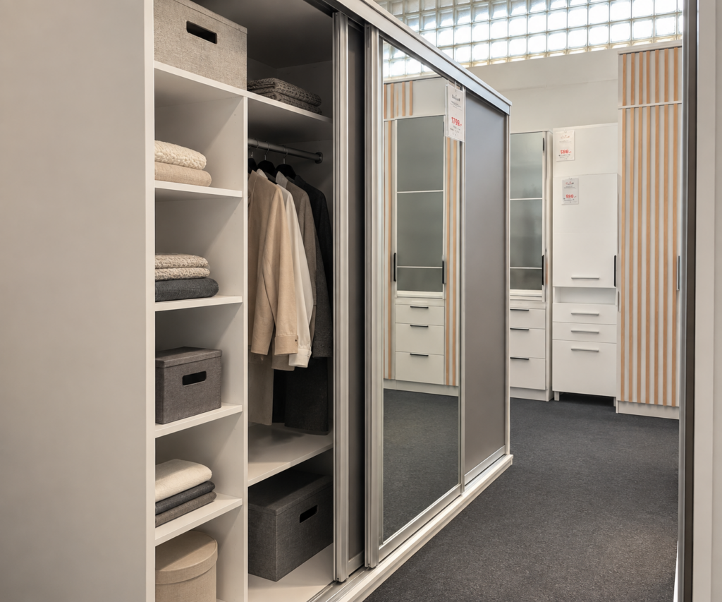 Szafa przesuwna z lustrem i wyposażeniem wnętrza – Mebel Lux Oświęcim
