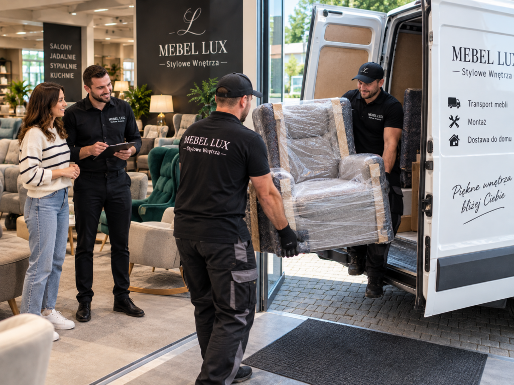 Transport fotela z salonu MEBEL LUX w Oświęcimiu do klienta
