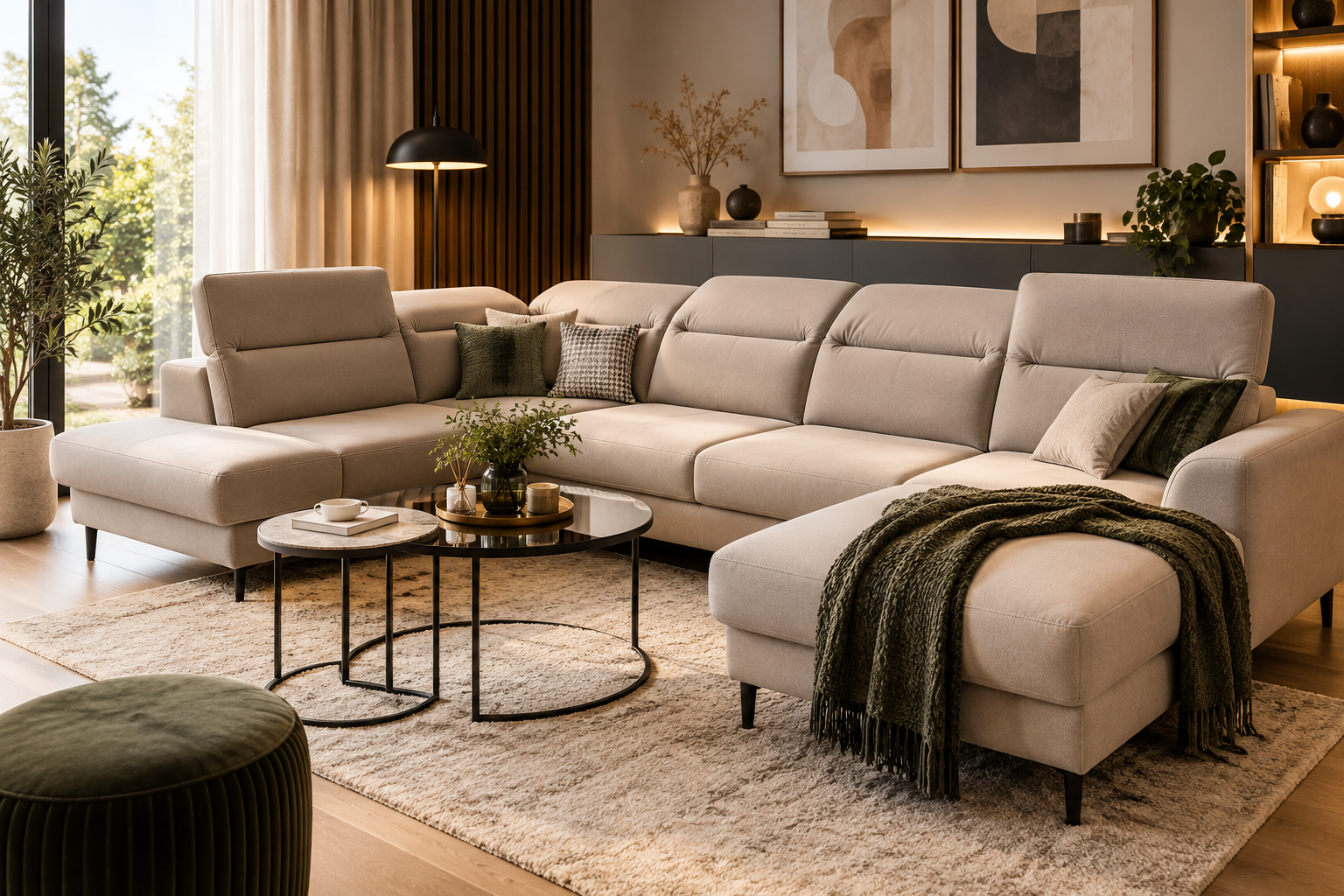 Narożnik tapicerowany w aranżacji salonu – MEBEL LUX Oświęcim