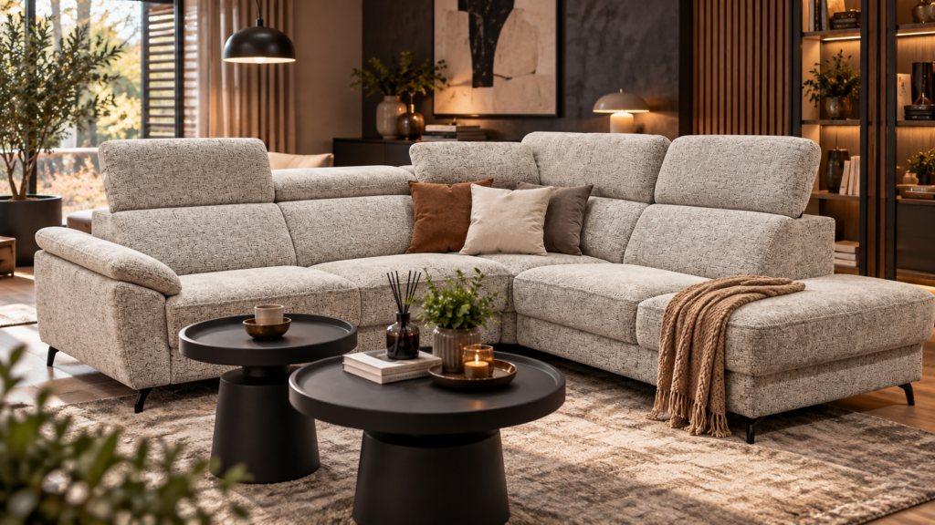 Narożnik w aranżacji salonu – MEBEL LUX Oświęcim